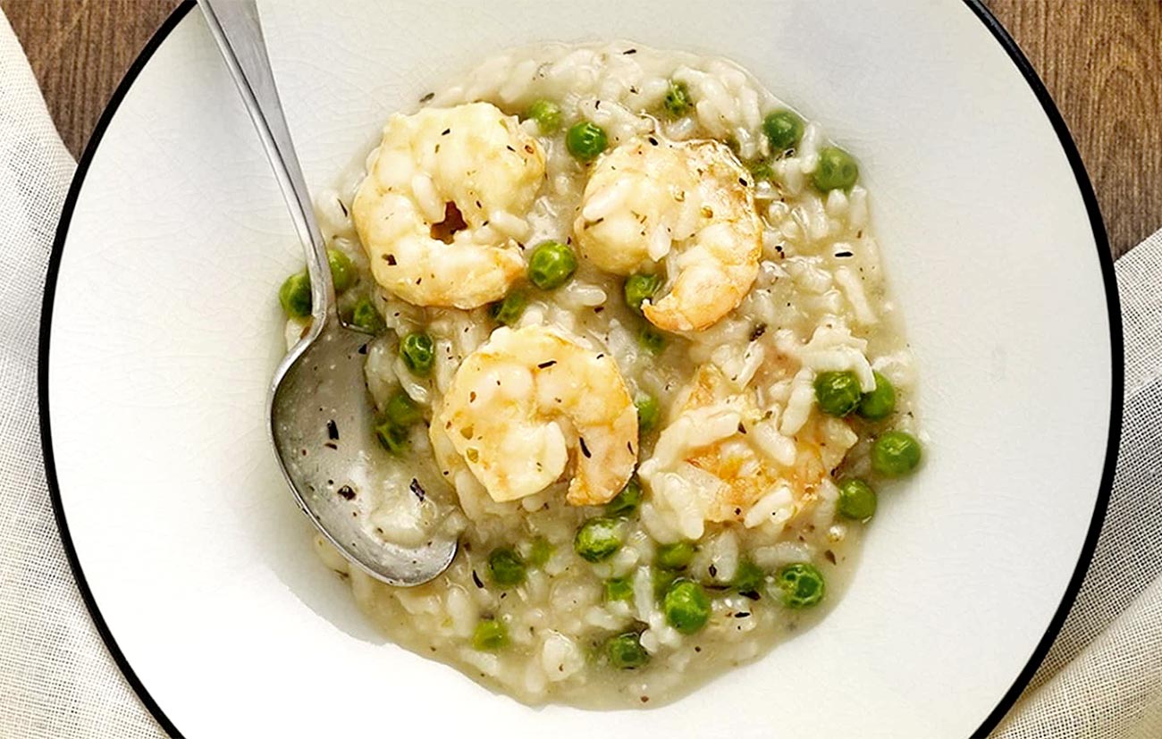 Risotto gamberi e piselli